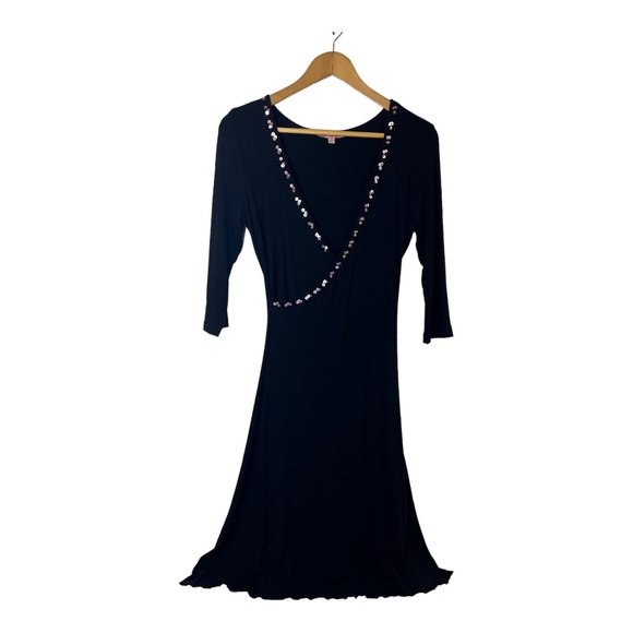 Philip Decaprio Black Sequin Embellished Surplice Dress SZ XS - Picture 1 of 10